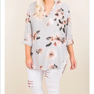Gray Floral Tunic